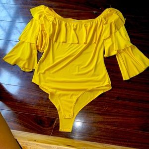 Off the shoulder yellow bodysuit size large